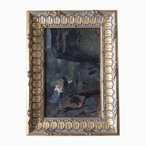 Jean-Baptiste James Bertrand, Forêt de Fontainebleau, huile sur papier marouflé sur toile, 19ème siècle, encadré