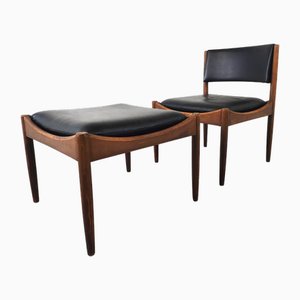 Juego de sillón escandinavo y otomana, años 60