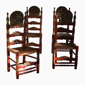 Spanische Throne Stühle im Kolonialstil, 1920er, 4er Set