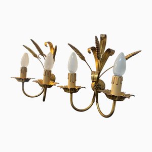Vintage Wall Lamps in Gold, Set of 2