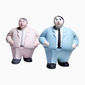 Porcelain Businessman Figurines from Aquilone, Italy, 1980s, Set of 2