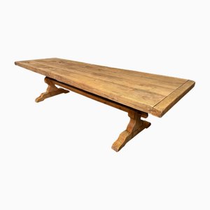 Mesa de comedor francesa grande de roble, años 20