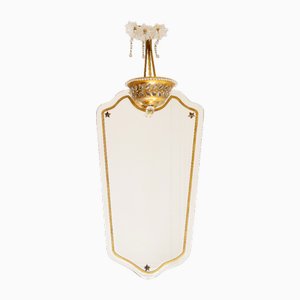 French Gilt Illuminated Wall Mirror with Glass Flowers from Maison Baguès, 20th Century
