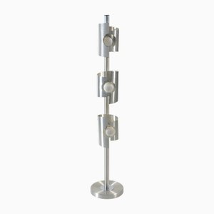 Space Age Brushed Aluminium 3-Light Floor Lamp, 1970s