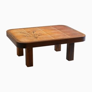 French Center Table in Wood and Ceramic from Vallauris / Barrois, 20th Century