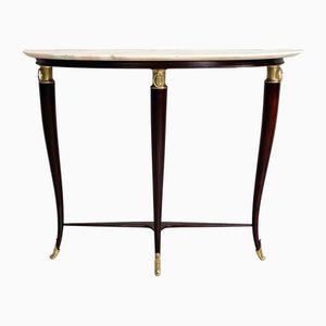Mid-Century Modern Italian Marble, Wood and Brass Console attributed to Paolo Buffa, 1940s