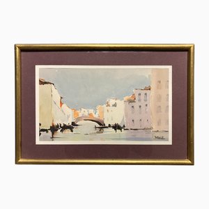 Henri Ventujol, Venise, Aquarelle, 1950s, Encadré