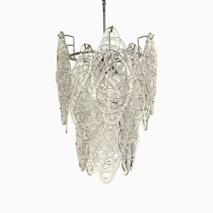 Lampadario in vetro di Murano con ragnatela di AV Mazzega, Italia, anni '70