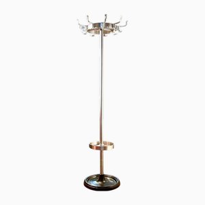 Art Deco Bauhaus Coat Rack made of Aluminum and Cast Iron, 1940s Coat Stand with Rotating Crown