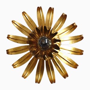 Hollywood Regency Gold Plated Metal Ceiling Lamp, 1960s