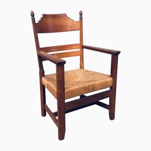Large Italian Alps Rustic Carved Armchair, 1930s