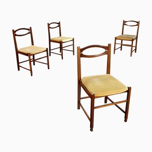 Chaises Vintage en Hêtre Peint et Velours, 1960s, Set de 4