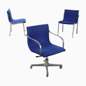 Vintage Office Chairs in Aluminium and Foam, 1970s, Set of 3