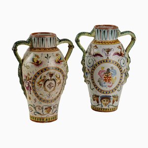 Antique Vases in Majolica, Set of 2