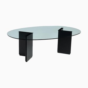Table Vintage en Métal et Cuir, 1980s