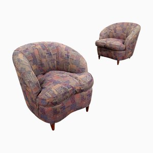 Set of Vintage Chairs in Wood and Fabric, 1960s