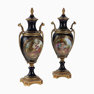 Antique Vases in Bronze and Porcelain, Set of 2