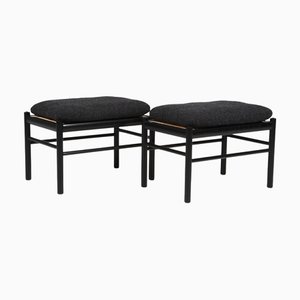 Colonial Ottomans in Black Stained Oak and Hallingdal attributed to Ole Wanscher attributed to Ole Wanscher