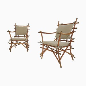 Set of Vintage Italian Bamboo Armchairs, 1960s