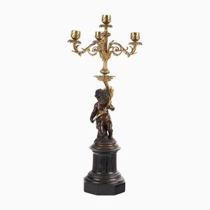 Antique Candelabra in Bronze and Black Marble