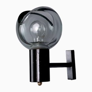 Lampada da parete vintage in vetro e alluminio, anni '60