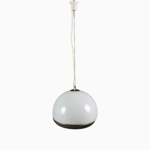 Vintage Ceiling Lamp in Aluminium & Glass, Italy, 1970s