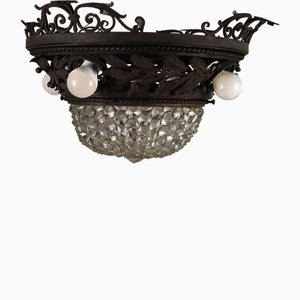 20th Century Art Nouveau Chandelier in Wrought Iron