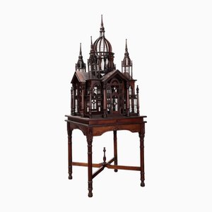 Gabbia per uccelli in mogano, Italia, XX secolo