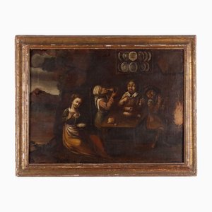 Scene of Tavern, Oil on Canvas, Framed