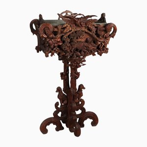 Vaso da fiori antico neobarocco in noce, Svizzera, inizio XIX secolo
