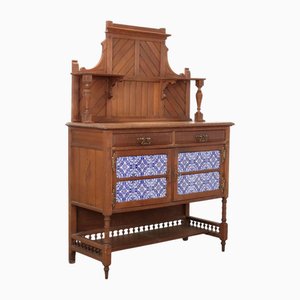 Art Nouveau Oak Showcase with 2 Drawers, Italy, 20th Century