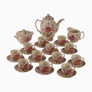 Antique Coffee Set in Porcelain by Johnson Bros., Set of 15