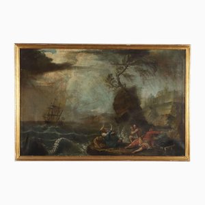 Storm Scene, 18th Century, Oil on Canvas, Framed