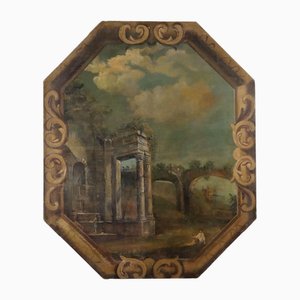 River Landscape, Oil on Canvas, 18th Century, Framed