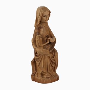Antique Sculpture Virgin Mary in Wood from Valgardena