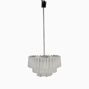 Vintage Italian Hanging Lamp in Metal and Glass, 1960s