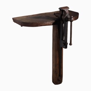 Antique Shelf in Oak and Wrought Iron