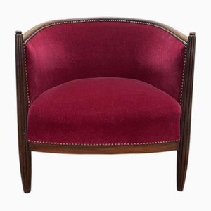 Art Deco Armchair in Red Velvet