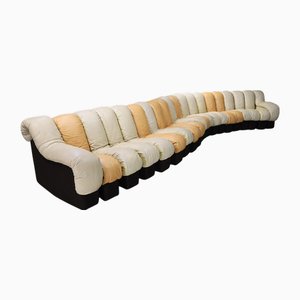DS-600 Snake Sectional Sofa in Patinated Creame-Cognac Leather from de Sede, 1980s