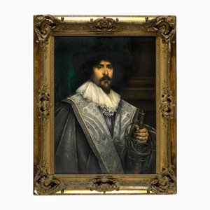 Artista di scuola spagnola, Ritratto di moschettiere, XIX secolo, Olio su tavola, con cornice