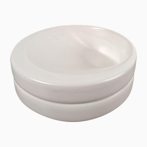 Space Age Vide Poche in Total White Ceramic by Parravicini Ceramiche, 1960s