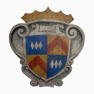 Large Italian Curved Painted Hanging Shield, 1950s
