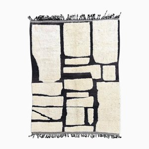 Moroccan Handwoven Black and White Rug, 1990s