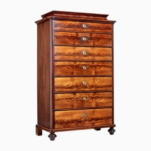 Flame Mahogany Tall Chest of Drawers, 1870s
