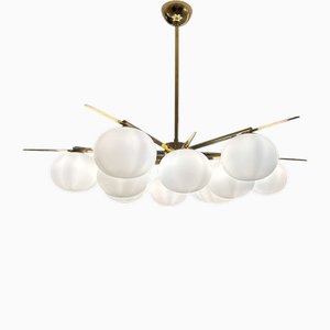 Lampadario in vetro di Murano e ottone, inizio XXI secolo