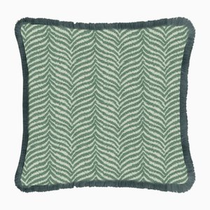 Coussin à Franges Vert Zébré par lo decor