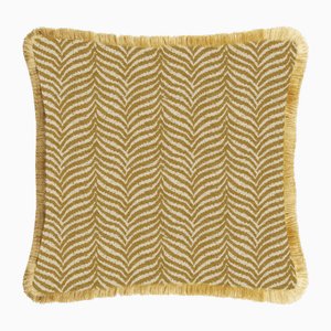 Coussin Jaune Zébré à Franges par lo decor