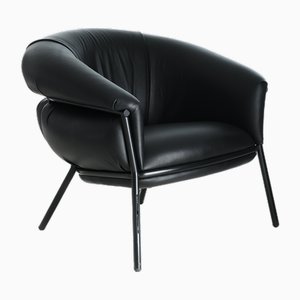 Black Leather Grasso Armchair by Stephen Burks for BD Barcelona