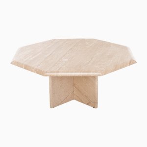 Italian Coffee Table in Travertine with Fossils, 1970s
