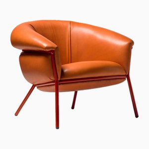 Orange Leather Grasso Armchair by Stephen Burks for BD Barcelona